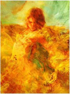 art planet woman on fire