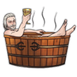 The Witcher Geralt of Rivia taking a bath Telegram sticker