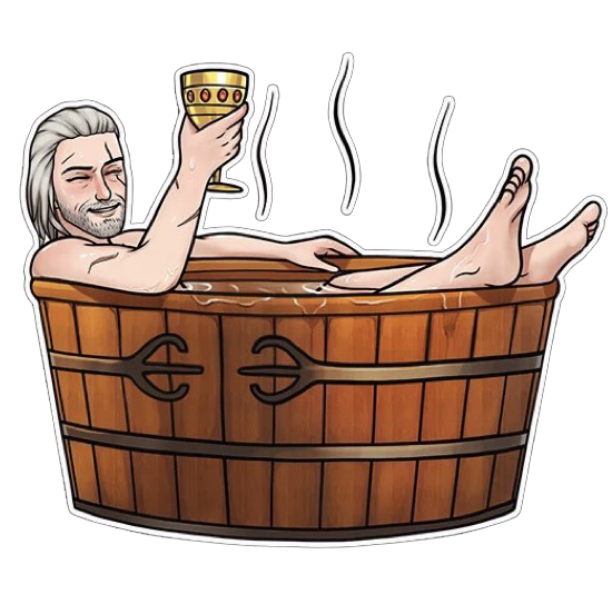 The Witcher Geralt of Rivia taking a bath Telegram sticker